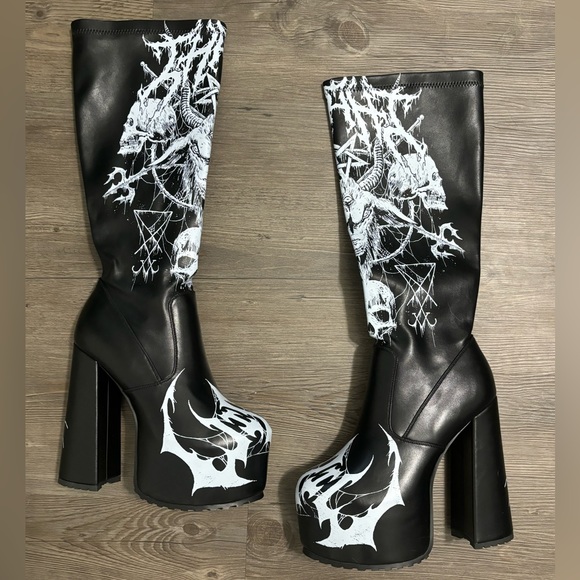 NWOB Dolls Kill / Widow Cursed Elegy Platform Boots - Picture 2 of 7